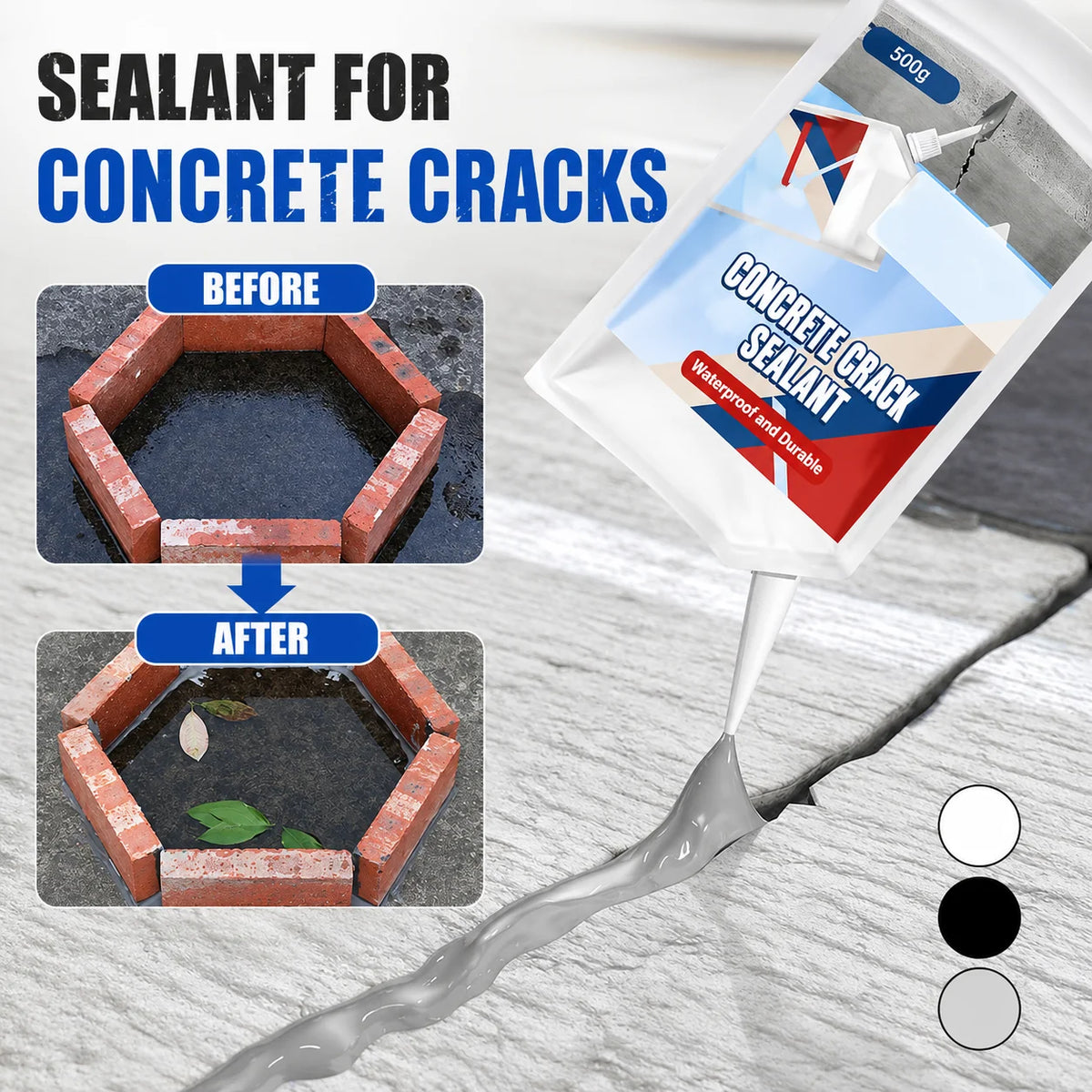 Concrete & Masonry Crack Sealant Waterproof Flows Into Cracks