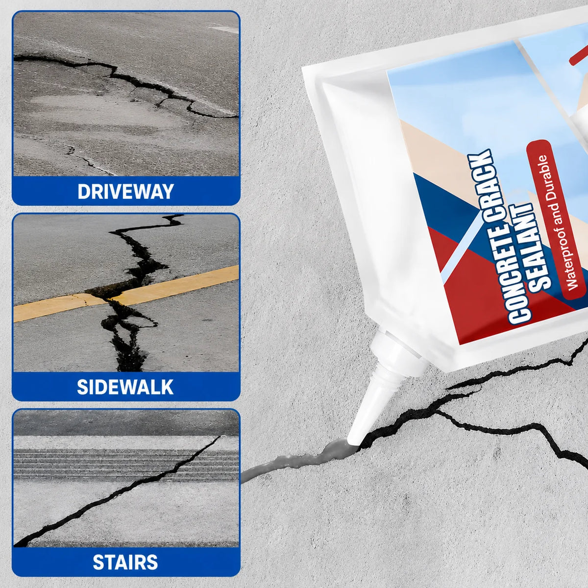 Concrete & Masonry Crack Sealant Waterproof Flows Into Cracks