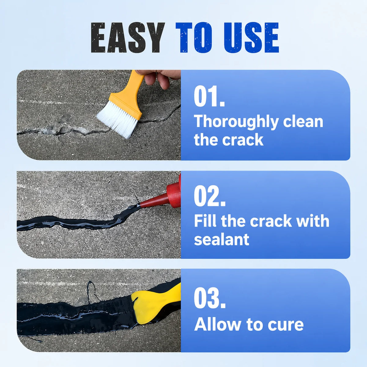 Concrete & Masonry Crack Sealant Waterproof Flows Into Cracks