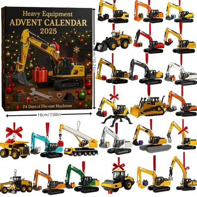 Construction Vehicle Advent Calendar 24 Shatter-Resistant Acrylic Ornaments