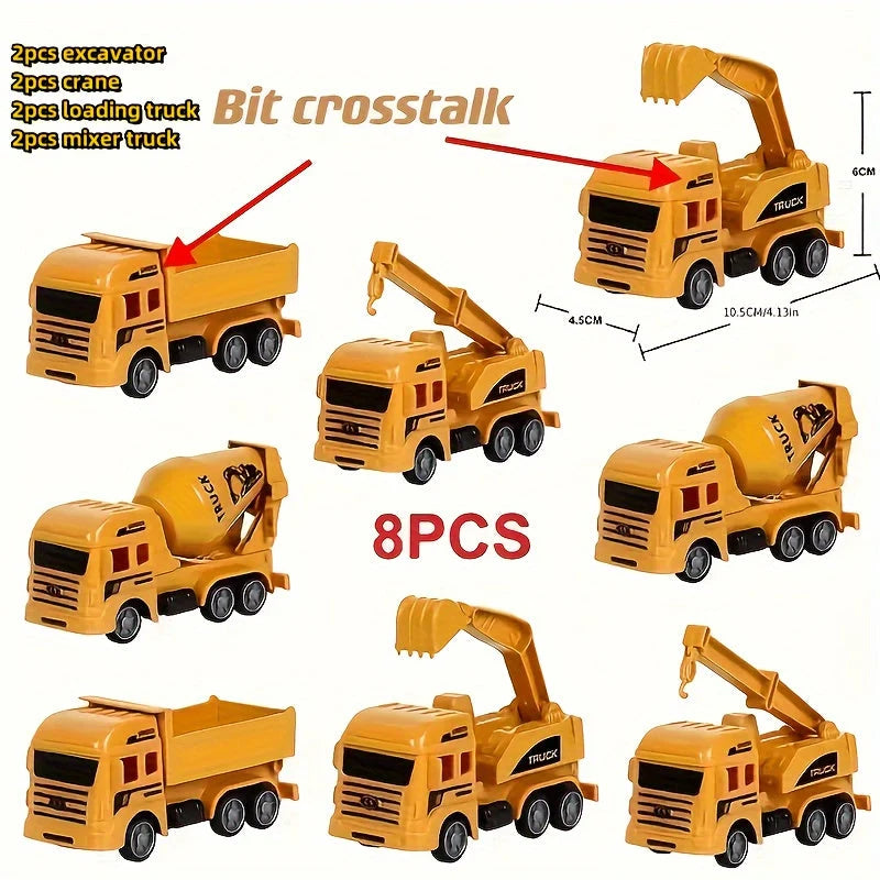 Construction Vehicle Playset Six Vehicles Movable Parts Durable Plastic