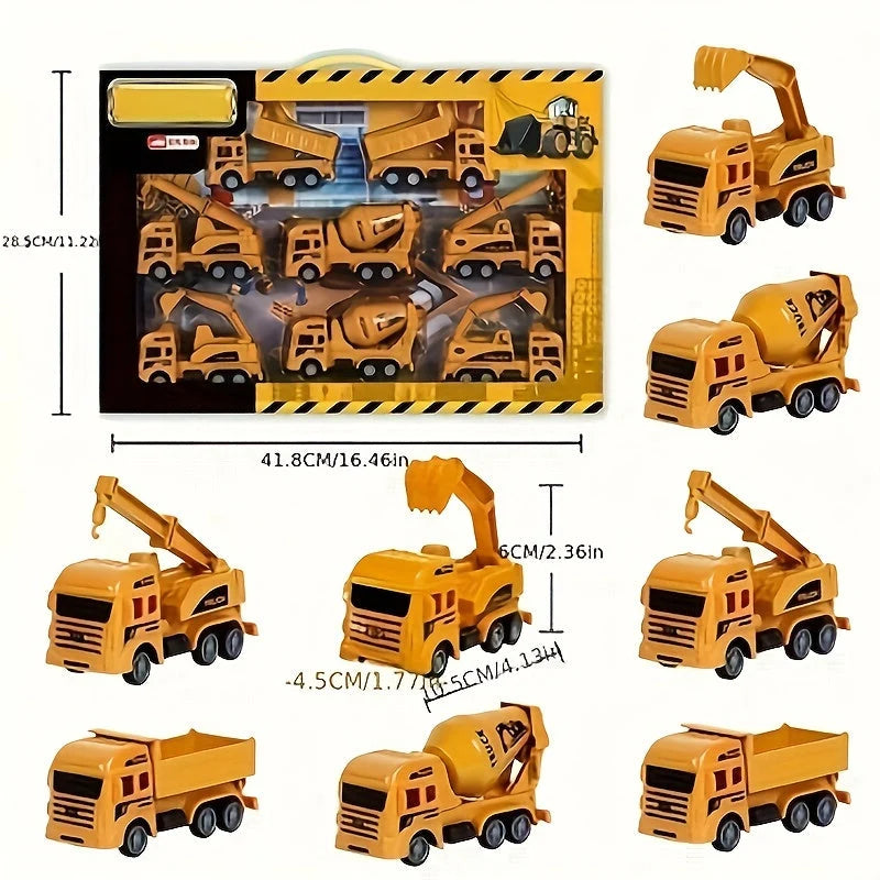 Construction Vehicle Playset Six Vehicles Movable Parts Durable Plastic