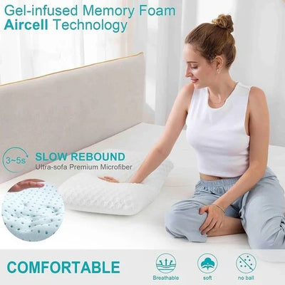 Cooling Pillow Gel-Infused Memory Foam Dual-Sided Washable Cover