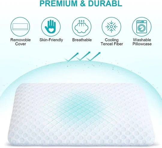 Cooling Pillow Gel-Infused Memory Foam Dual-Sided Washable Cover