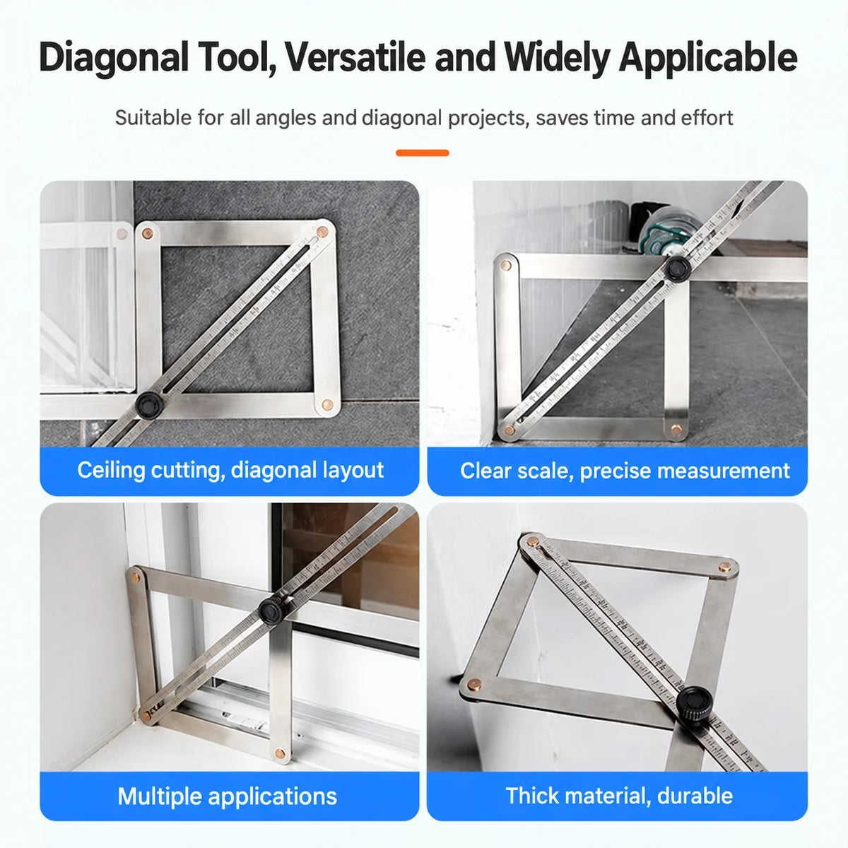 Corner Angle Gauge Stainless Steel Secure Locking 10°-170° Scale