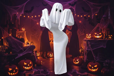 Cosplay Costume Fitted White Polyester Dress & Mask