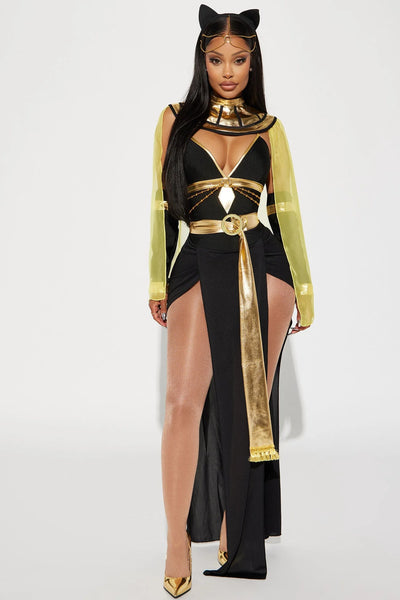 Costume Set Egyptian Queen Sheer Side-Slit 4-Piece