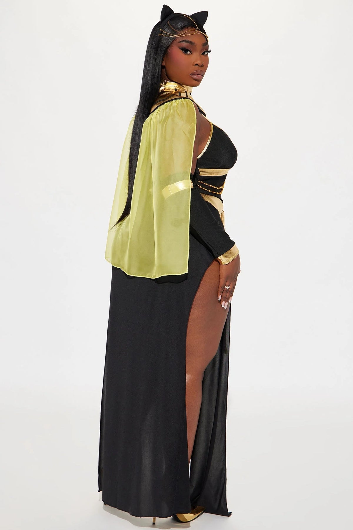 Costume Set Egyptian Queen Sheer Side-Slit 4-Piece