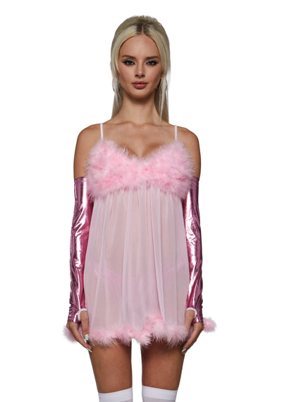 Costume Set Sheer Feather-Trim 3-Piece