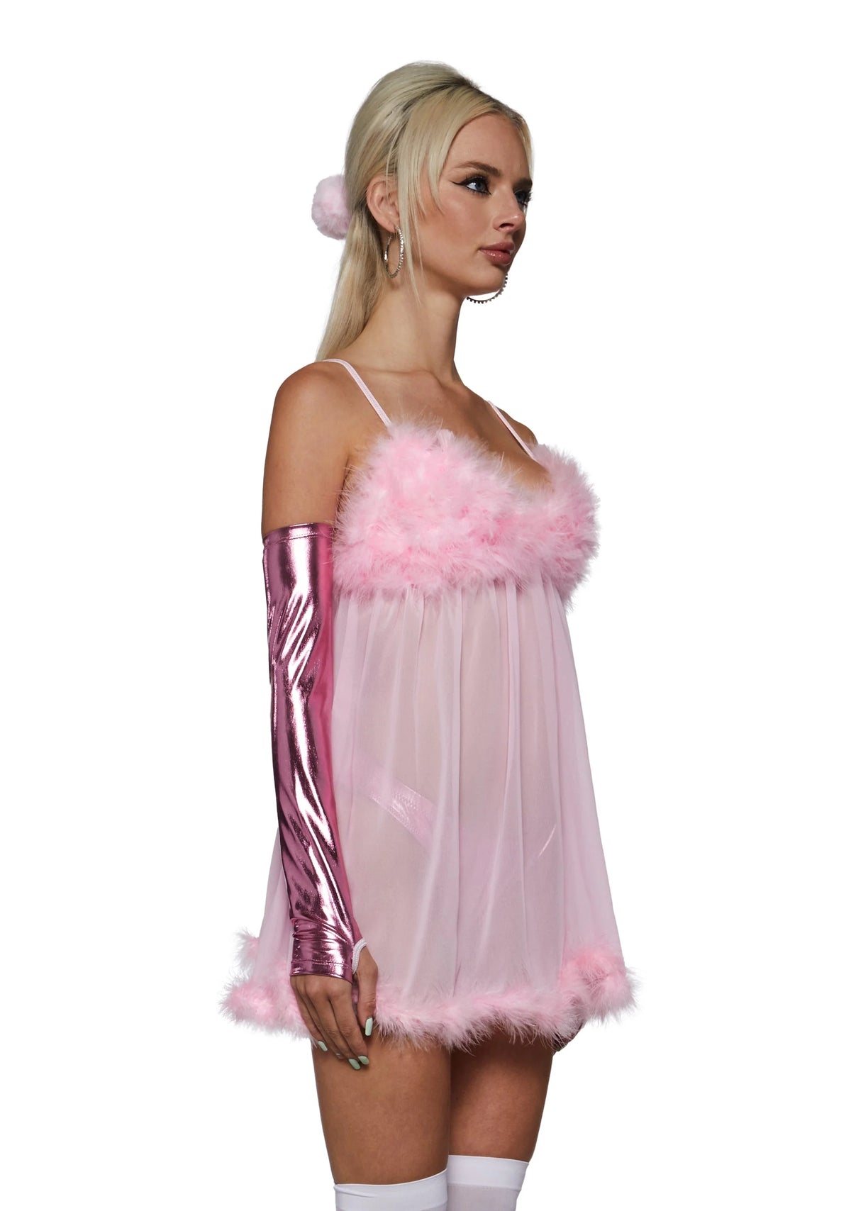 Costume Set Sheer Feather-Trim 3-Piece