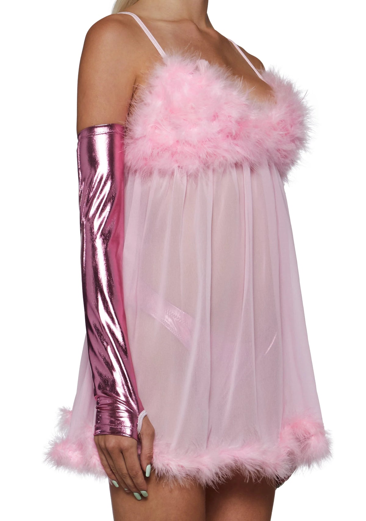 Costume Set Sheer Feather-Trim 3-Piece