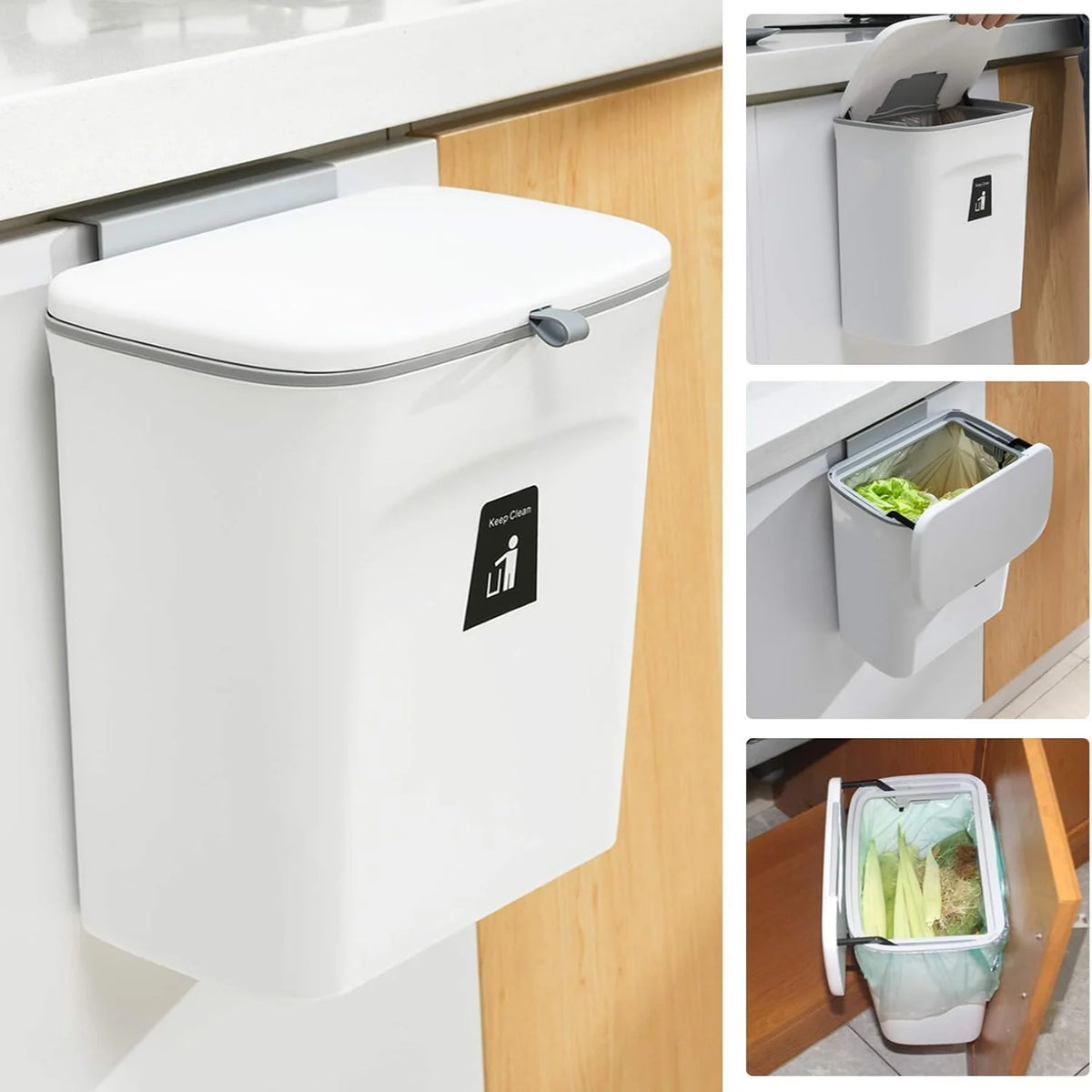 Countertop Compost Bin Airtight Rolling Lid 2.4-Gallon Capacity