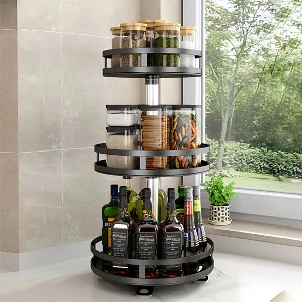 Countertop Organizer 3-Tier 360° Rotating Metal Frame