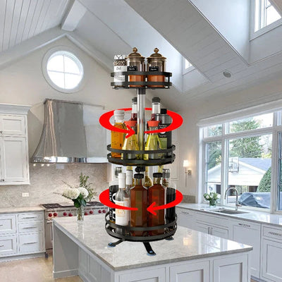 Countertop Organizer 3-Tier 360° Rotating Metal Frame