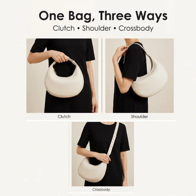 Crescent Shoulder Bag Convertible Strap Faux Leather Organized Interior