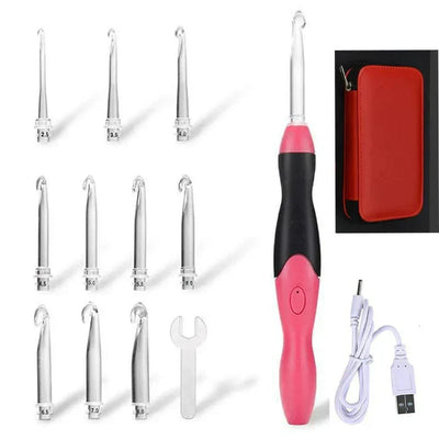 Crochet Hook Set Illuminated Tips USB Rechargeable Interchangeable Heads
