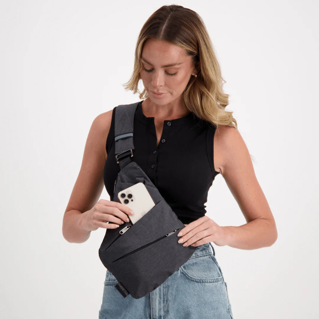 Crossbody Bag RFID-Blocking Cut-Resistant Strap Water-Repellent Fabric