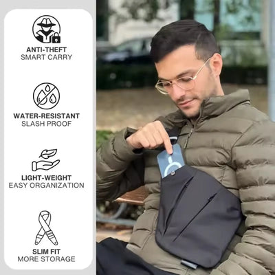 Crossbody Bag RFID-Blocking Cut-Resistant Strap Water-Repellent Fabric