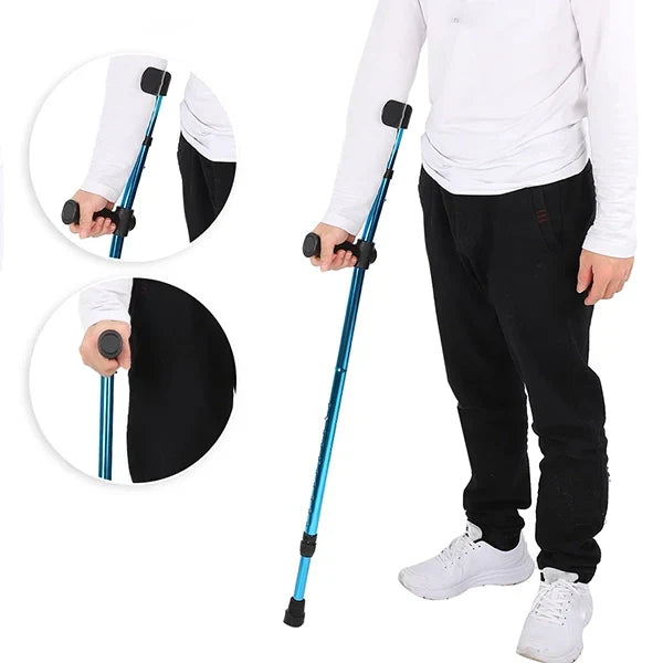 Crutch Height Adjustable Folding Non-Slip Tip