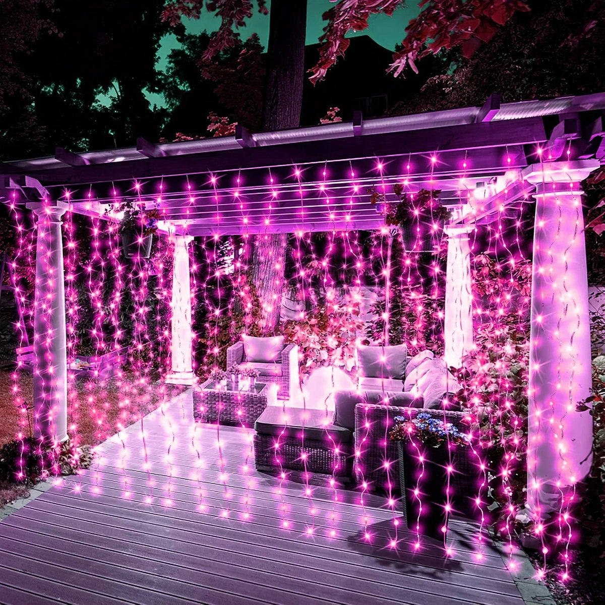 Curtain Lights LED USB-C Powered 8 Modes with Remote Control
