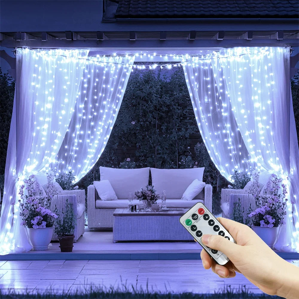 Curtain Lights LED USB-C Powered 8 Modes with Remote Control