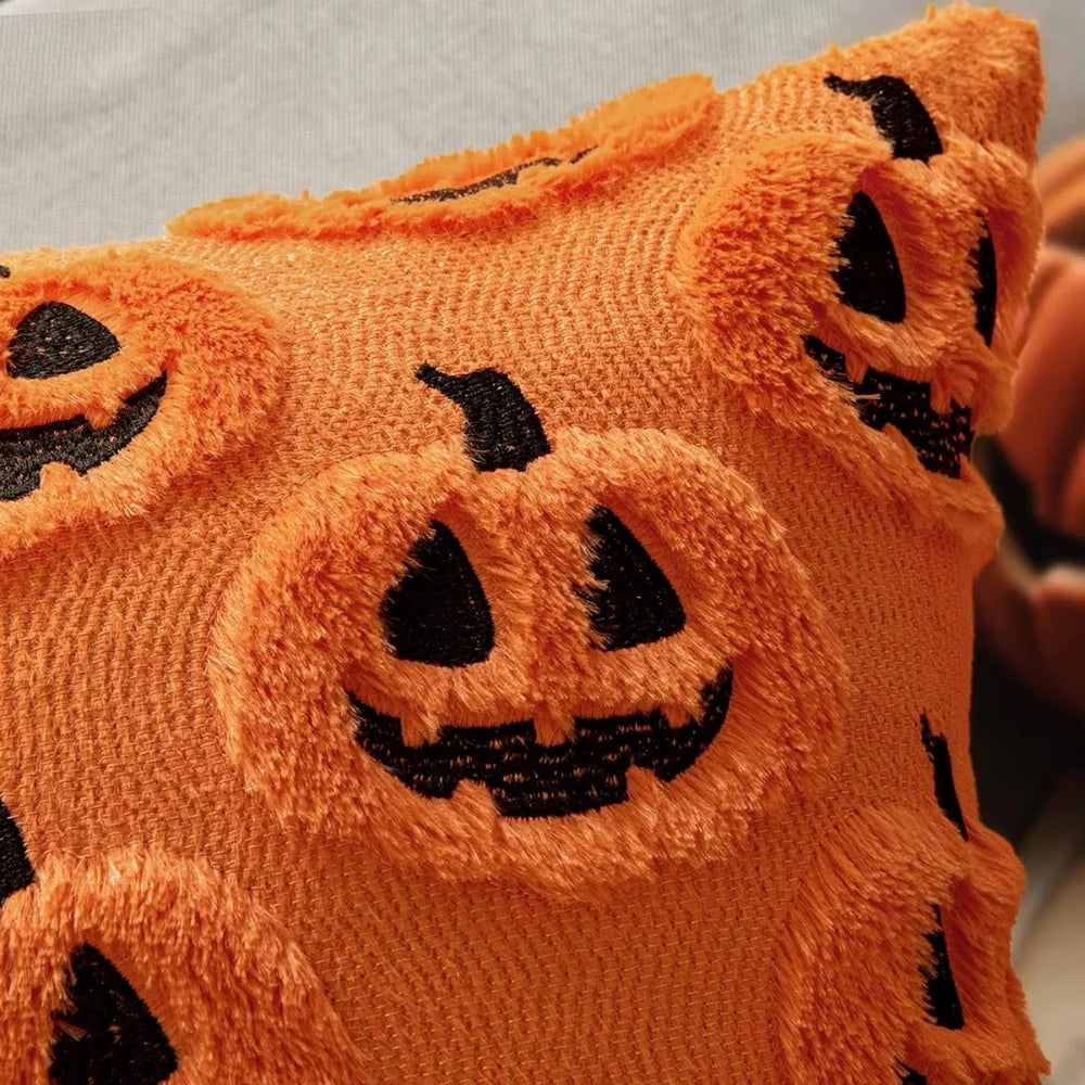 Cushion Cover Pumpkin Pattern Microfiber Blend 18 x 18