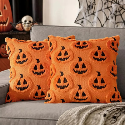 Cushion Cover Pumpkin Pattern Microfiber Blend 18 x 18