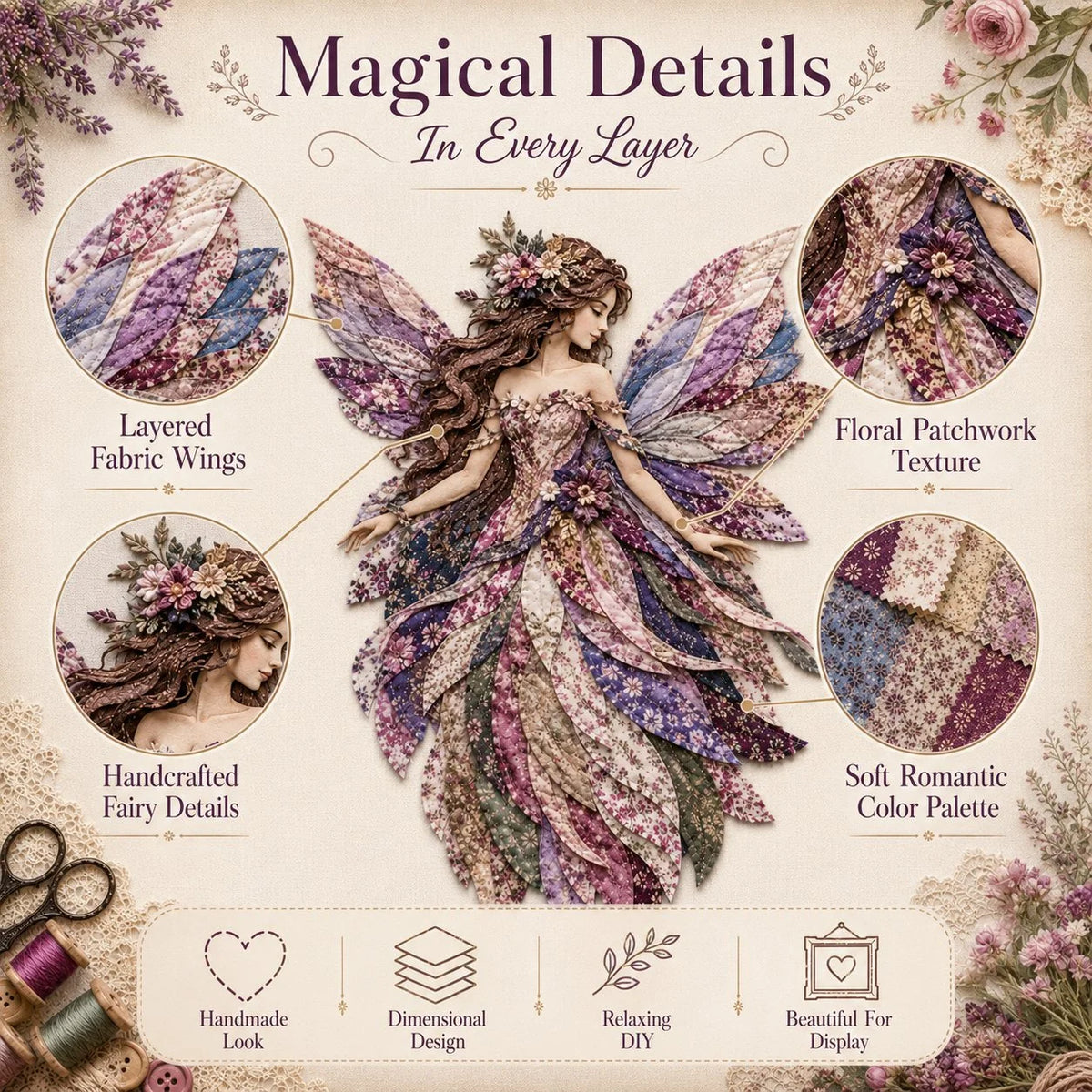 DIY Kit Layered Fabric Fairy Ready To Hang