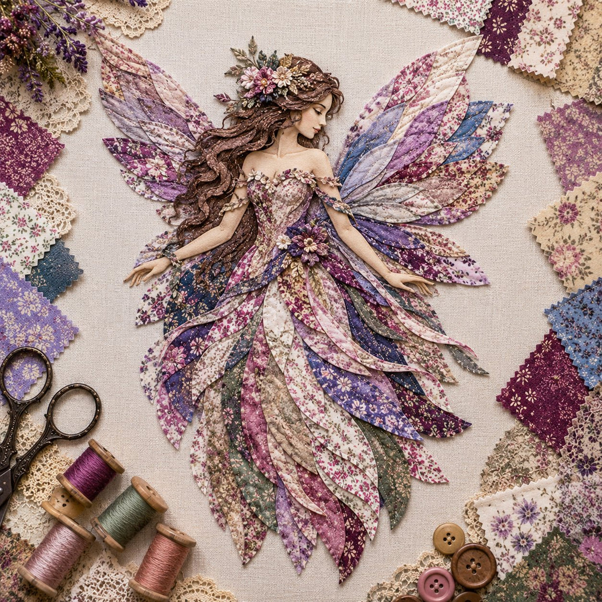 DIY Kit Layered Fabric Fairy Ready To Hang
