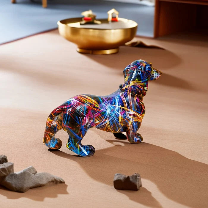 Dachshund Statue Vibrant Multicolor Stable Base