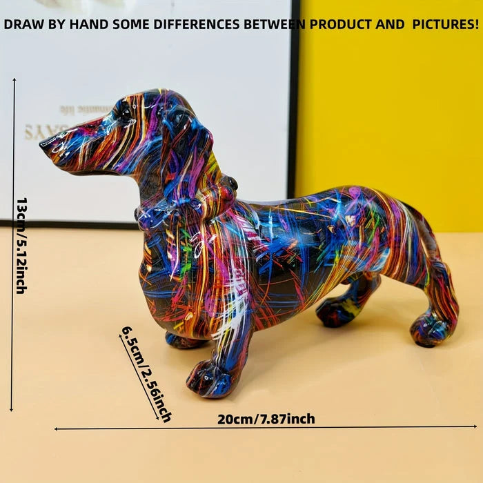 Dachshund Statue Vibrant Multicolor Stable Base