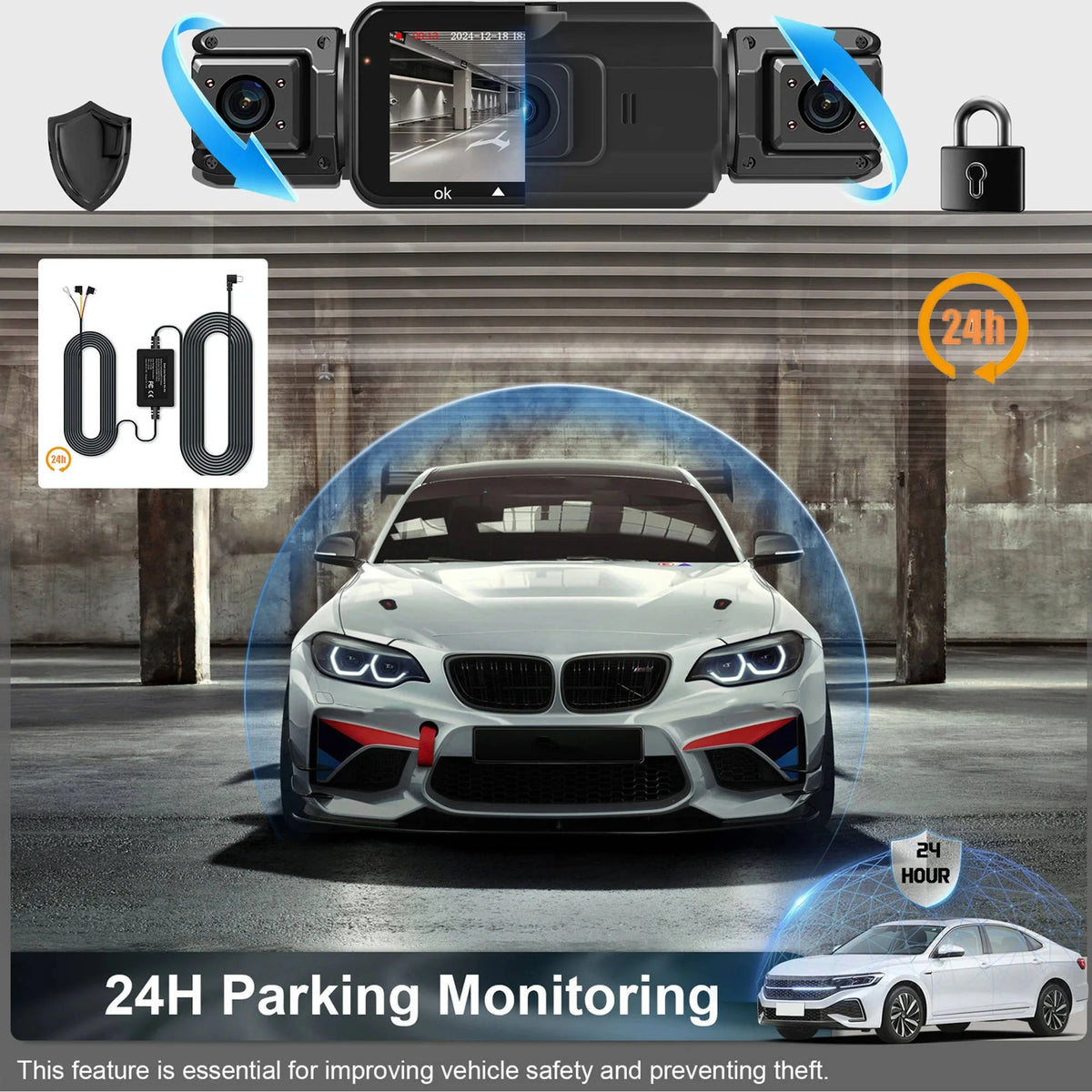 Dash Cam 4-Channel Infrared Night Vision WiFi App Viewing