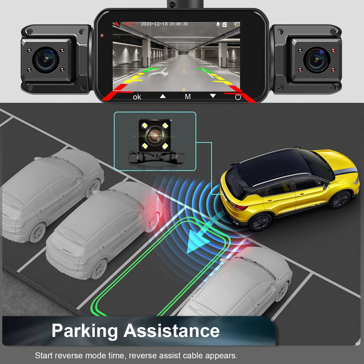 Dash Cam 4-Channel Infrared Night Vision WiFi App Viewing