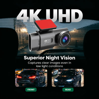 Dash Cam Dual-Lens 4K Front & Full HD Rear