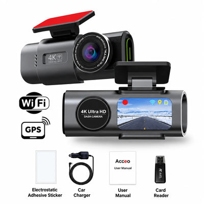 Dash Cam Dual-Lens 4K Front & Full HD Rear
