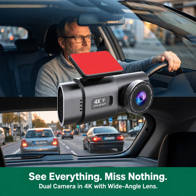 Dash Cam Dual-Lens 4K Front & Full HD Rear