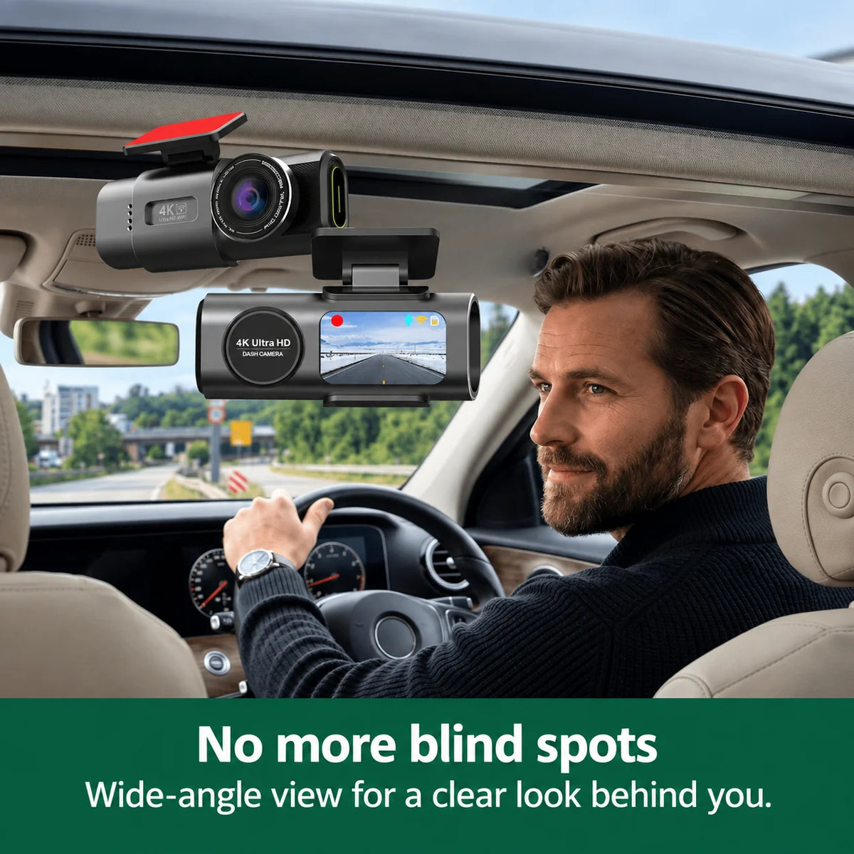 Dash Cam Dual-Lens 4K Front & Full HD Rear