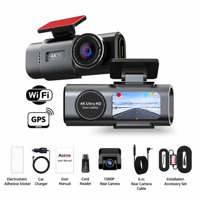 Dash Cam Dual-Lens 4K Front & Full HD Rear