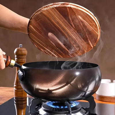 Deep Frying Pan Glass Lid & Long Handle