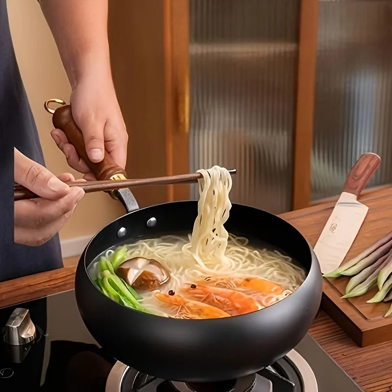 Deep Frying Pan Glass Lid & Long Handle