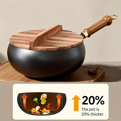 Deep Frying Pan Glass Lid & Long Handle