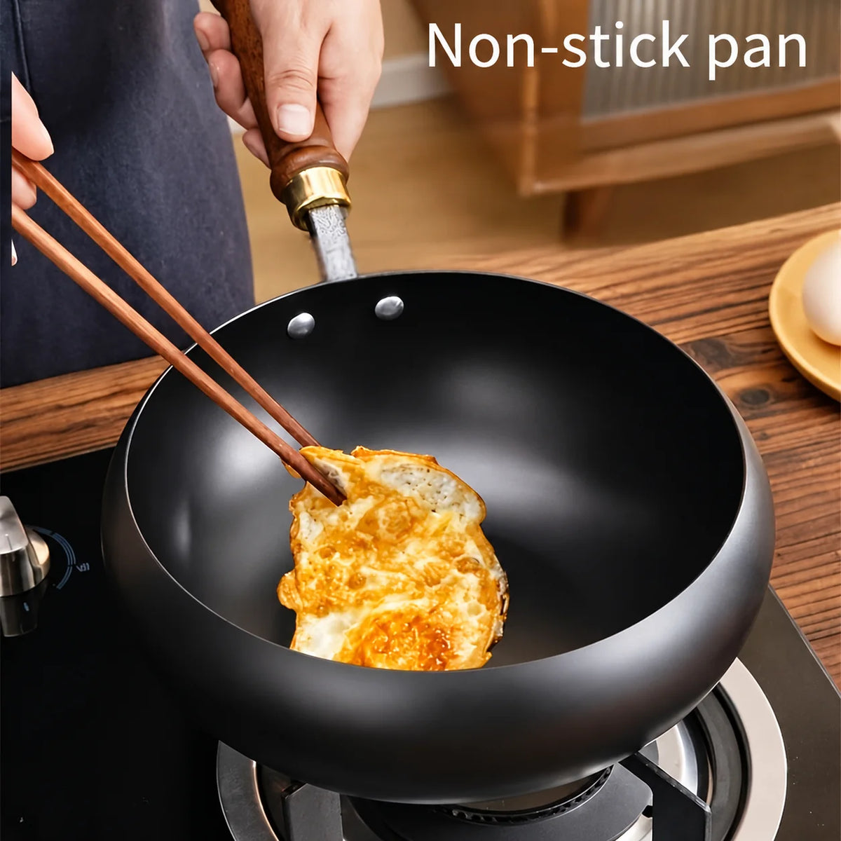 Deep Frying Pan Glass Lid & Long Handle