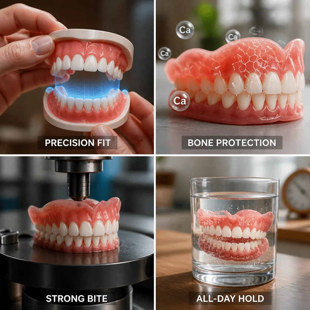 Denture Set Custom-Fit AI Bite Mapping 12-Hour Hold