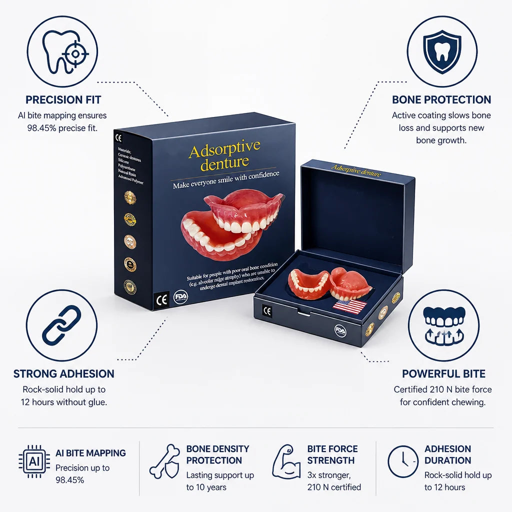 Dentures Custom-Fit Adhesive-Free 12-Hour Hold