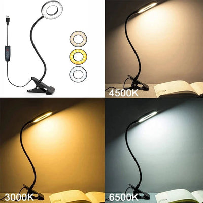 Desk Lamp Clamp-On 360° Gooseneck USB-Powered LED