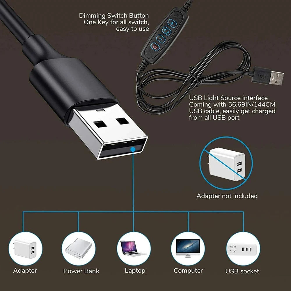 Desk Lamp Clamp-On 360° Gooseneck USB-Powered LED