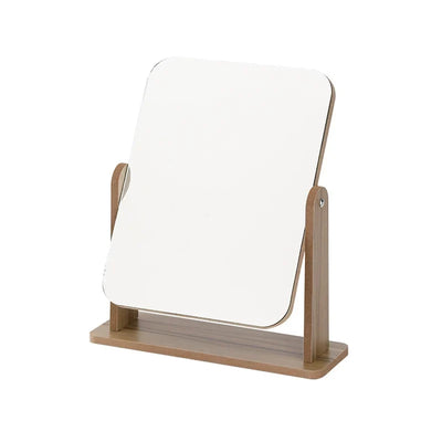 Desk Mirror 360 Degree Rotatable Natural Wood