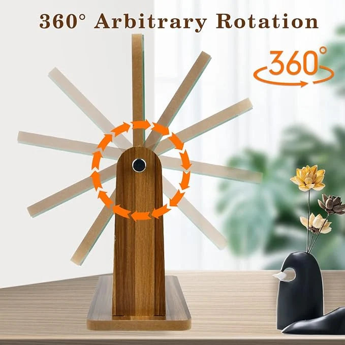 Desk Mirror 360 Degree Rotatable Natural Wood
