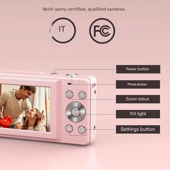 Digital Camera Vintage Style One-Click Capture 1080p