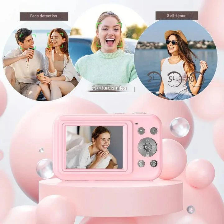 Digital Camera Vintage Style One-Click Capture 1080p